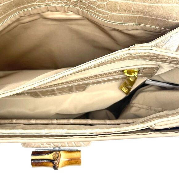 Fawn Design The Bamboo Shoulder Bag in Latte Faux Croc Purse Limited Edition NEW - Picture 11 of 16